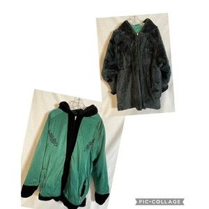 Obermeyer Annstasia Women's Reversible Ski Jacket Green and Soft Black Fabric